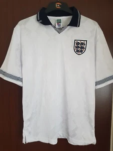 SCORE DRAW England 1990 White Home Shirt Size M Football Retro Worldwide Post - Picture 1 of 11