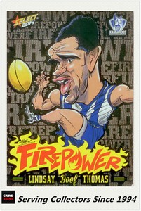 2014 AFL Champions Laserfoil Firepower Caricature FC39 Lindsay Thomas (Nth Melb)