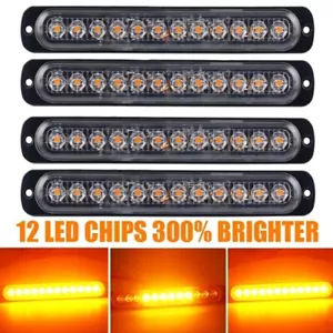 4Stk 12LED Auto Frontblitzer Blitzlicht Warnleuchte LKW Strobe Licht GELB 12/24V - Bild 1 von 37