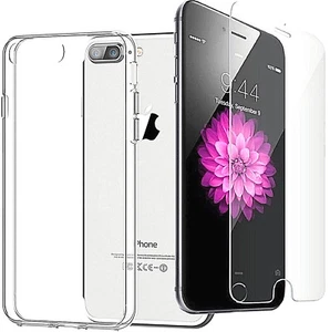 Funda de gel delgada de silicona transparente + vidrio templado para iPhone X,8,8+,7,6 - Imagen 1 de 2