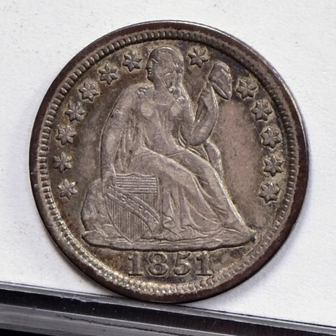 1851 Liberty Seated Dime - AU Details, Toned (47852-L) Cover