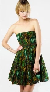 Vestido Alice + Olivia Verde Estampado Floral Sin Tirantes Cinturón Talla 4 - Imagen 1 de 8