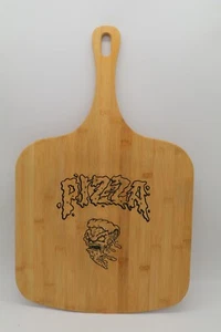PIZZA ZOMBIE LASER ENGRAVED BAMBOO PIZZA PADDLE - Picture 1 of 3