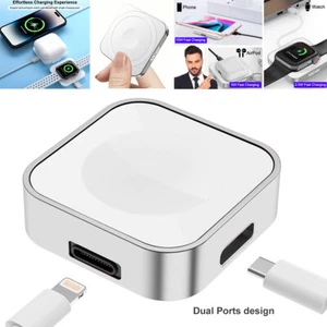 3in1 Magnetic Charger Pad for iPhone 16 15 14 13 12 Apple Watch 10 9 8 7 Airpods - Picture 1 of 10