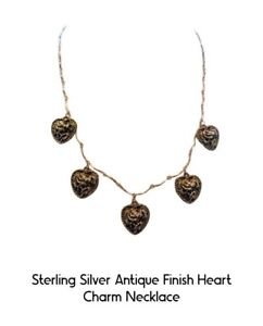 Antique Silver Heart Pendant Necklace - Handmade Sterling Silver Charm Necklace