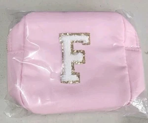 Personalized Initial Zipper Pouch Light Pink "F" Makeup Bag New - Picture 1 of 6