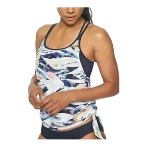Athleta S  Blue Multi Vivid Side Tie Blousy Tankini Top Swim Quick Dry - Picture 1 of 12