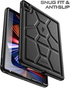 Poetic Silicone Case For iPad Pro 12.9 2021/2020/2018 Heavy Duty Cover Black - Picture 1 of 7