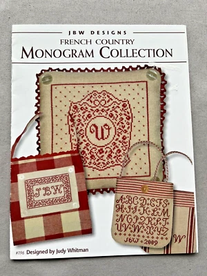 French Country Cross Stitch Chart MONOGRAM Collection Sampler ABC 3 Designs - Image 1 of 4