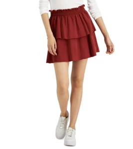 Planet Gold Juniors' Elastic Waist Tiered Mini Skirt Henna Brown Size XL - Picture 1 of 1