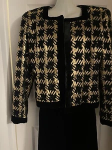 VINTAGE VICTOR COSTA For SAKS FIFTH AVENUE EVENT 2pc DRESS 14 - Picture 1 of 7