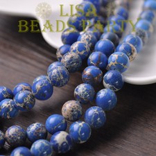 50pcs 6mm Round Natural Stone Loose Gemstone Beads Blue Imperial Jasper