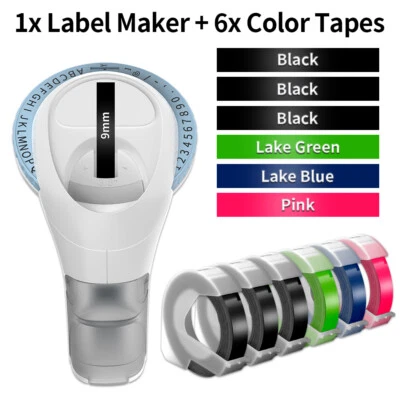 Dymo Embossing Label Maker with 6 Color Label Tapes 3/8" Dymo Omega Xpress Maker - Image 1 of 4