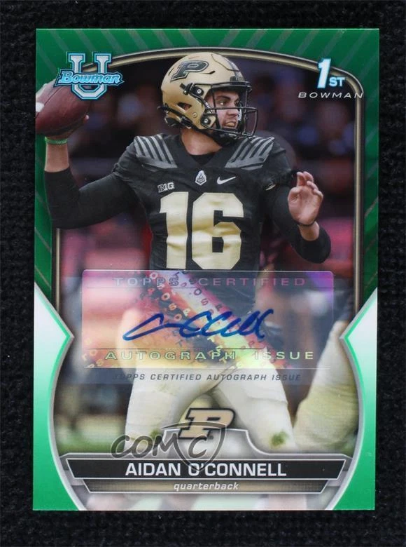 2022 Bowman University Chrome Green Refractor 18/99 Aidan O'Connell #60 Auto