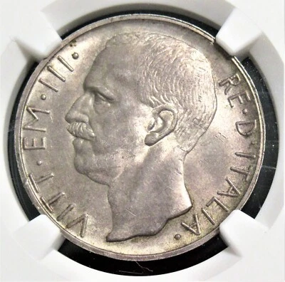 Italy: Vittorio Emanuele III 10 Lire 1927-R MS64 NGC, Rome mint, Plain edge. - Image 1 of 4