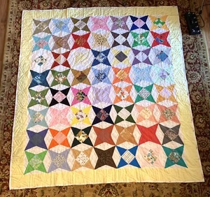 Ottagono Trapunta Multicolore Reversibile, Stella Quattro Punte, Quadrato, Floreale, 82x75 - Foto 1 di 9