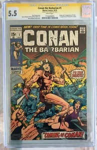 Conan the Barbarian #1 (1970) CGC 5.5 -- White pages; Roy Thomas (SS) Signed - Picture 1 of 3