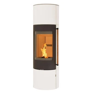 H&M Kaminofen EVO 2.1 XL Stahl-Creme Weiß rund groß Holzofen Kamin Schwedenofen - Bild 1 von 7