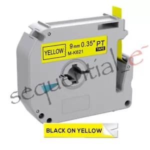 Compatible MK-621 M-K621 MK621 BLACK on YELLOW 9mm x 8m for MK BROTHER P-TOUCH - Picture 1 of 21