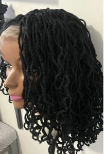 Black Short Lace Faux Locs Wig With Wig Cap Included - Picture 1 of 1