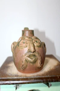 vicki miller face jug , pottery, folk art 6''x4'' - Picture 1 of 12