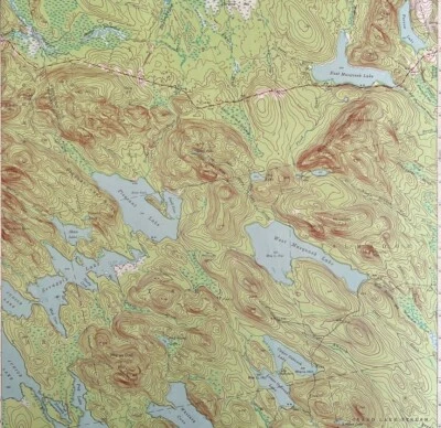 Map Scraggly Lake Maine 1941 Topographic Geo Survey 1:62500 21 x 17" TOPO2 - Image 1 of 2