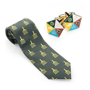 Quality New Masonic 100% Silk Woven Allied Degrees Tie & Boxed Cufflink Set - Picture 1 of 5
