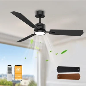 OPONL Black Ceiling Fan with Light 52inch Low Profile Remote Control Downrod ... - Picture 1 of 8