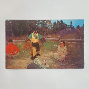 Ojibwa Medicine Ceremony Chippewa Totem Village St Ignace Michigan Postcard - Picture 1 of 7