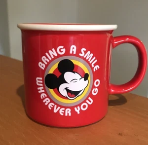 Tazza Hallmark Disney Topolino Porta un Sorriso Rosso Giallo Retrò Bordo Bianco - Foto 1 di 6