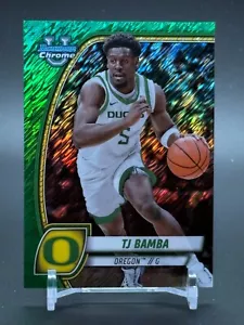 2024-25 Bowman Chrome U University Green Shimmer #74 TJ BAMBA Oregon Ducks - Imagen 1 de 2
