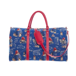 Signare Paddington Bear Tapestry Big Holdall Bag Shoulder Grab Bag Blue Red - Picture 1 of 4