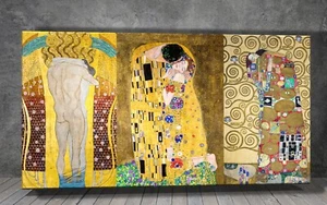 Gustav Klimt The Kiss  CANVAS PAINTING ART PRINT WALL FRAMED POSTER W 377y - Picture 1 of 9