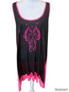 One World Strand Cover Up schwarz/rosa ärmellos Gr. XL - Bild 1 von 3