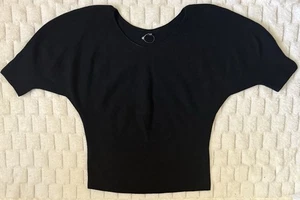 Uniqlo schwarz Fledermaus Kurzarm Strick Top Small neu ohne Etikett 100 % Baumwolle - Bild 1 von 6