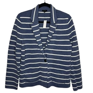 Talbots blau gestreift Baumwollmischung Pullover Blazer maritim Wappen Knopf Gr. Large - Bild 1 von 7