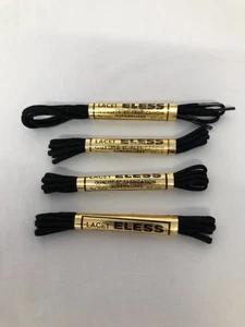 Lot de 4 paires de lacets 60cm coton Noir rond Neuf Vintage LAC013 - Foto 1 di 3