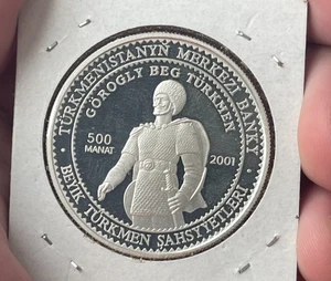 2001 Turkmenistan 500 Manat - Gorogly Beg - Silver Proof L2 - Picture 1 of 2