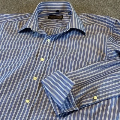Camisa Colección Signature Donald J Trump 17 34/35 Azul Rayas Puño Francés Foto 1 de 4