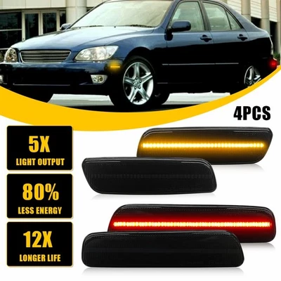 For 2000-2005 Lexus IS300 Smoke Front Amber+ Rear Red LED Side Marker Light 4PCS - Image 1 of 4