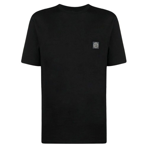 T shirt Stone Island con toppa logo nero 23SS 45017657