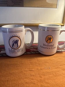 2 Stück HOLLAND AMERICA LINE SOUVENIR KREUZFAHRTSCHIFF Keramik Kaffeetassen Tassen - Bild 1 von 10