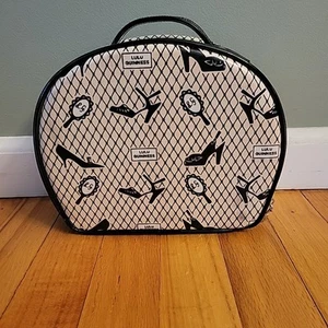 Vintage Lulu Guinness Cosmetic Bag Makeup Shoes Mirrors Black Beige - Picture 1 of 9