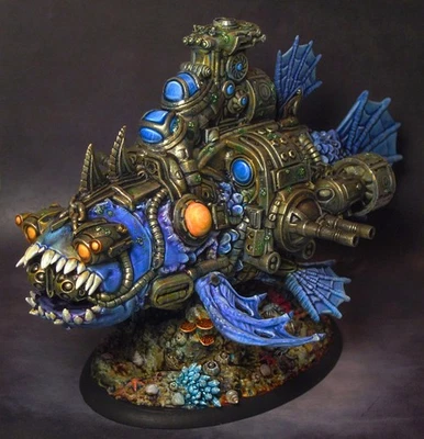 Painted Fish submarine Coelomech - Reaper D&D Pathfinder RPG DeepWars Sigmar - Image 1 of 4