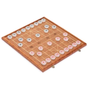 Chinese Chess (Xiangqi) Set with Folding Rosewood Veneer Board (16.3") - Picture 1 of 7