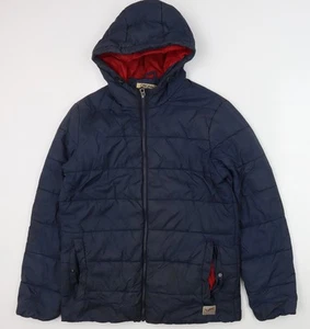 Jack & Jones Men's Blue Puffer Jacket L Hooded Casual - Picture 1 of 12