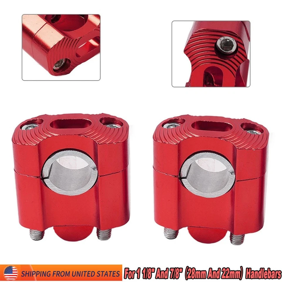 2x Juego de adaptadores elevadores abrazaderas de montaje de barra de grasa para manillar de motocicleta CNC 22 MM 28 MM Foto 1 de 4