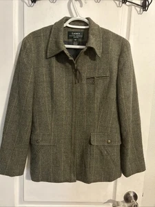 Ralph Lauren Damen 100% Lammwolle 10P Lammwolle kariert Reißverschluss Jacke - Bild 1 von 6