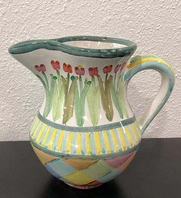 Mackenzie Childs Taylor Creamer Poplar Ridge Made in Aurora, NY Majolica 5"x5.5" - Image 1 of 4