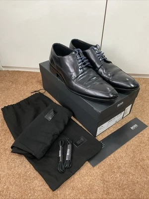 Men’s Boss Hugo Boss Black Leather Shoes Size UK 10 Ceser - Image 1 of 4